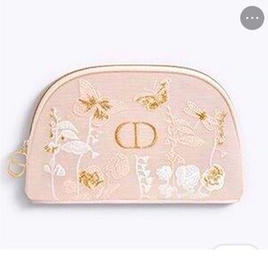 Dior Blush and Gold Embroidered Makeup Case